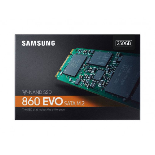 Твердотельный диск 250GB Samsung 860 EVO, V-NAND, M.2, SATA III [R/W - 520/550 MB/s]